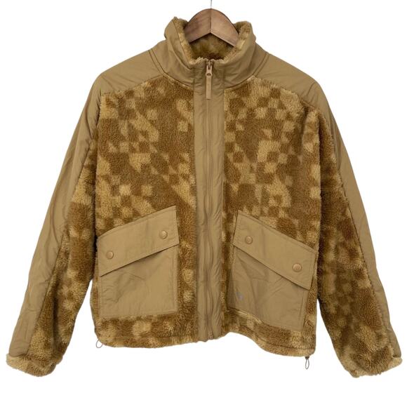 JOYLAB NWT Faux Fur Lightweight Jacket Brown Tan Size Small Pockets Zip Front - Picture 1 of 5